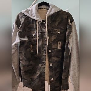 NWOT Distressed Jacket with Hood